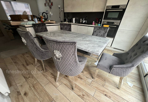 Grey Marble Milan Table with DG Majestic Chairs