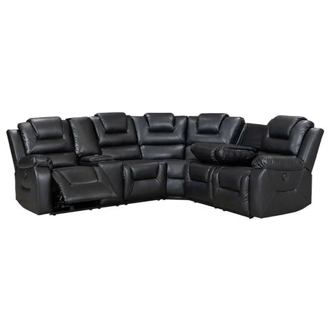 Oxford Leather Electric Recliner Corner Sofa with Cupholders, USB Charging Ports, LED Lights – Leather Corner Sofa