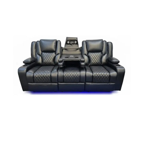 Orlando Leather Electric Recliners Sofa With Cupholders - 3+2 Seater Sofa/LED Lights/Wireless Charging/USB Charging Ports