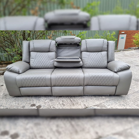 Lisbon Leather Electric Recliner Sofa 3+2 Seater – USB Ports, C-Type Port, LED Lights, Wireless Charging & Cup Holders