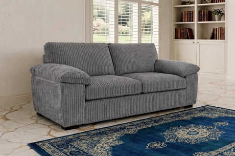 Jumbo Cord Fabric Sofa Set – Ultra Soft 3+2 Seater with Deep Cushions & Durable Wooden Frame, Available in Black, Grey & Cream