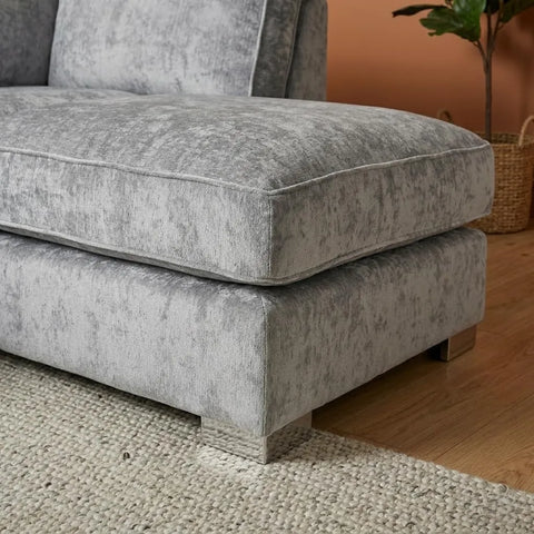 Bishop U-Shape Sofa Set – High Back & Scatter Back Chenille Fabric Modular Sectional with Footstool, Grey