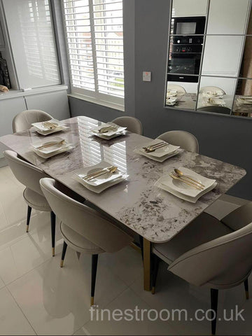 Pandora Lucein Dining Table With Astra Beige Chairs