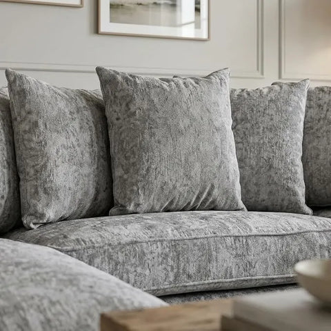 Bishop U-Shape Sofa Set – High Back & Scatter Back Chenille Fabric Modular Sectional with Footstool, Grey