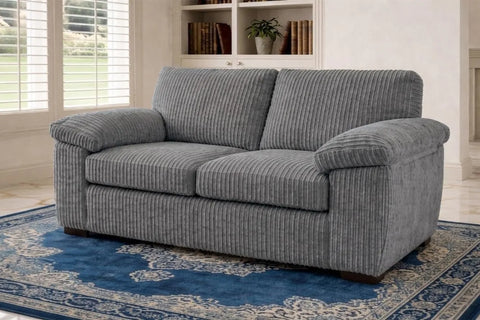 Jumbo Cord Fabric Sofa Set – Ultra Soft 3+2 Seater with Deep Cushions & Durable Wooden Frame, Available in Black, Grey & Cream