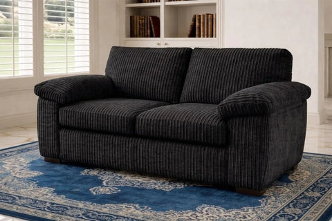 Jumbo Cord Fabric Sofa Set – Ultra Soft 3+2 Seater with Deep Cushions & Durable Wooden Frame, Available in Black, Grey & Cream