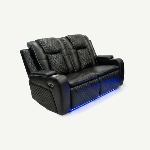 Colorado Leather Electric Recliner Sofa – Cup Holders, LED Lights, USB & Type-C Ports, Wireless Charging (Grey, Black, Brown)