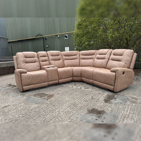 Halifax Leather Electric Recliner Corner Sofa (Black,Grey,Beige)-USB Ports/LED LIGHTS/CUP HOLDERS