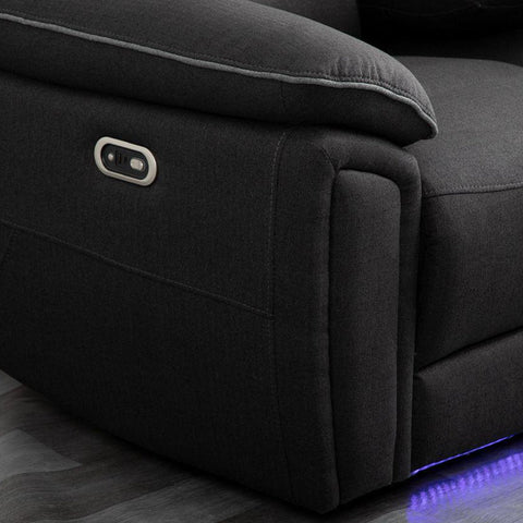 Milano 3+2 Electric Recliner Sofa Set – Fabric Sofa with USB-C, Wireless Charging, LED Lights & Cup Holders