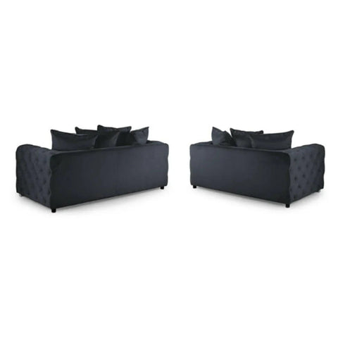 Ashton Range Chesterfield Sofa Set 3+2 Seater Belgravia Grey Plush Velvet