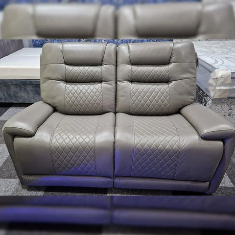 Halifax Leather Electric Recliner Sofa Set With Cupholders - 3+2 Seater Sofa - LED Lights - Wireless Charging - USB Charging Ports (Grey, Black & Brown 3+2 Seater)