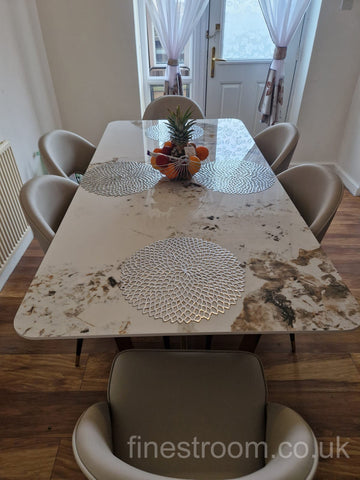 Pandora Lucein Dining Table With Astra Beige Chairs