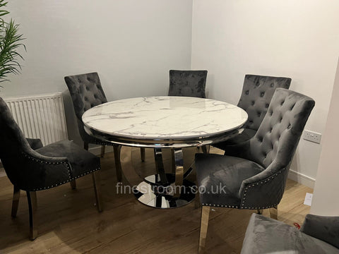 1.3m Round White Chelsea Table with Dark Grey Majestic