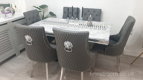 Grey X Table with Leather Majestic Chairs