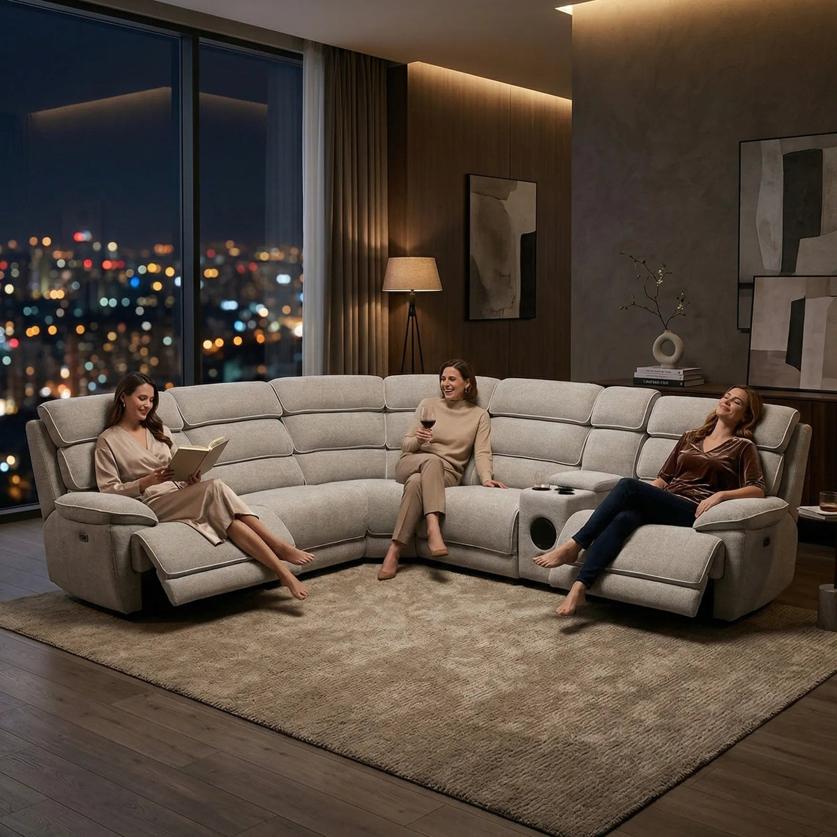 Lakelyn Express Fabric Electric Recliner Modular Corner Sofa