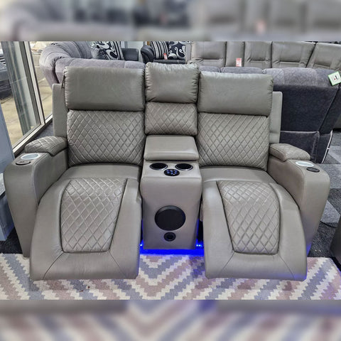 Florida Electric Recliners 3+2 Seater Leather Sofa (Black, Grey, Brown) Bluetooth Speakers/LED LIGHTS/USB Ports