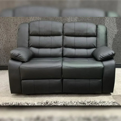 Roma Leather Recliner Sofa 3+2 Seater With Cup Holder Black/Grey