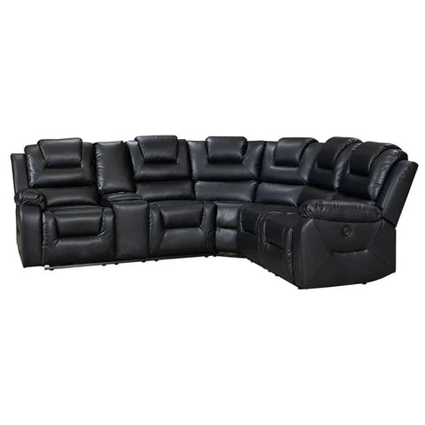Oxford Leather Electric Recliner Corner Sofa with Cupholders, USB Charging Ports, LED Lights – Leather Corner Sofa