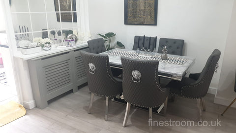 Grey X Table with Leather Majestic Chairs