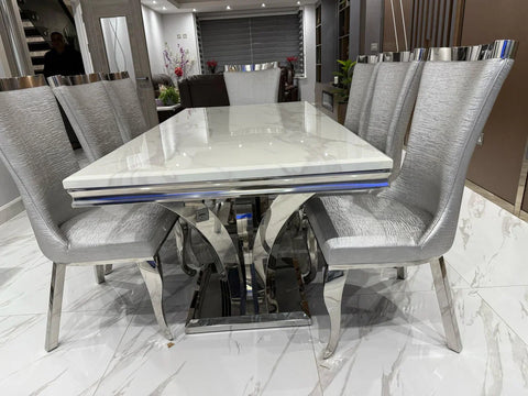 Charisma Chrome Marble Dining Table