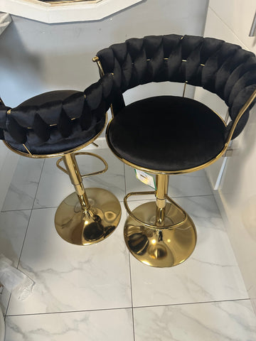 Camelia Luxury Black & Gold Bar Stool