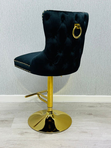 Victoria Ring Knocker Bar/Breakfast Stools - Black & Gold