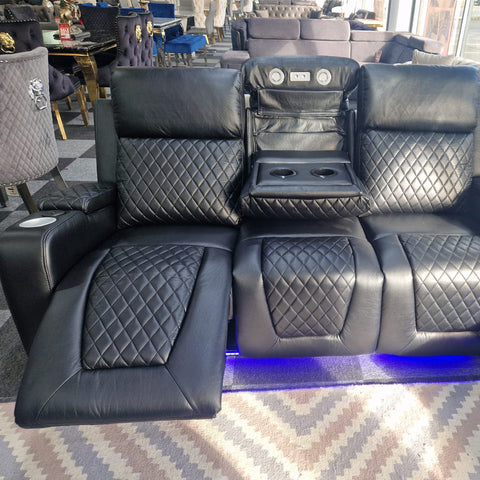 Florida Electric Recliners 3+2 Seater Leather Sofa (Black, Grey, Brown) Bluetooth Speakers/LED LIGHTS/USB Ports