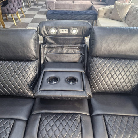 Florida Electric Recliners 3+2 Seater Leather Sofa (Black, Grey, Brown) Bluetooth Speakers/LED LIGHTS/USB Ports