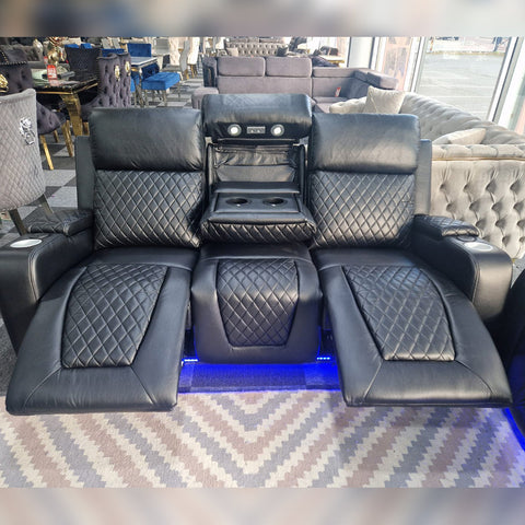 Florida Electric Recliners 3+2 Seater Leather Sofa (Black, Grey, Brown) Bluetooth Speakers/LED LIGHTS/USB Ports
