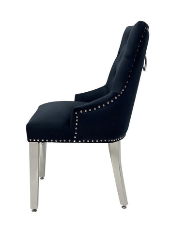 White Louis Dining Table With Black Valencia Chairs