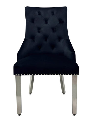 Black Louis Dining Table With Black Majestic Chairs & Bench
