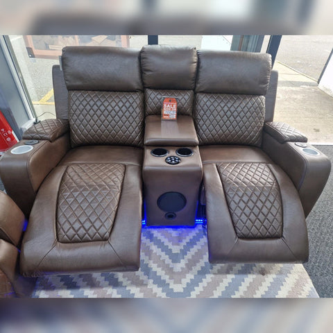 Florida Electric Recliners 3+2 Seater Leather Sofa (Black, Grey, Brown) Bluetooth Speakers/LED LIGHTS/USB Ports