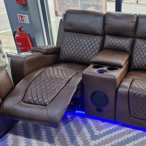 Florida Electric Recliners 3+2 Seater Leather Sofa (Black, Grey, Brown) Bluetooth Speakers/LED LIGHTS/USB Ports