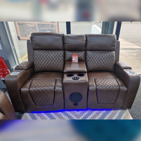Florida Electric Recliners 3+2 Seater Leather Sofa (Black, Grey, Brown) Bluetooth Speakers/LED LIGHTS/USB Ports