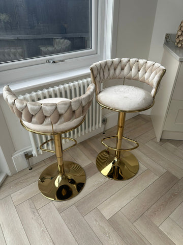 Camelia Luxury Cream & Gold Bar Stool