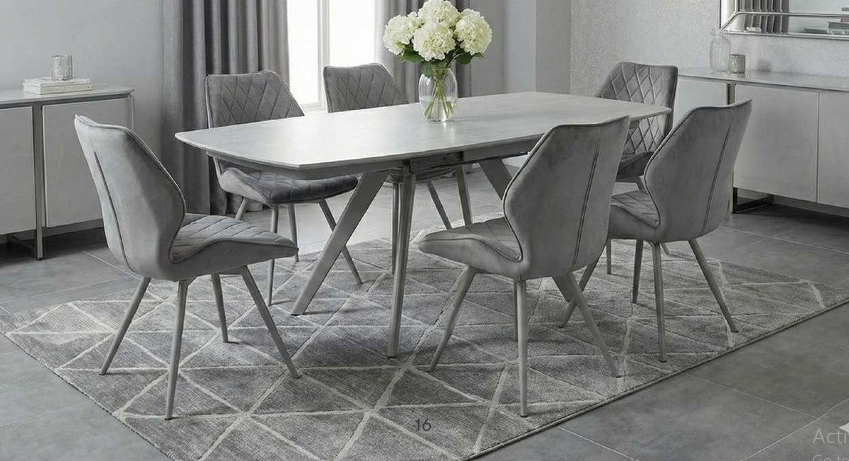 Cambridge Grey Sintered Stone Extendable Table With Cambridge Grey Chairs