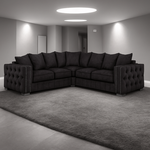 Maya Plush Velvet Sofa 5 Seater Wide Armrests Luxury Corner Sofa