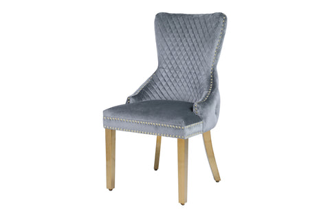 Victoria Lion Knocker Dining Chairs- Grey Gold