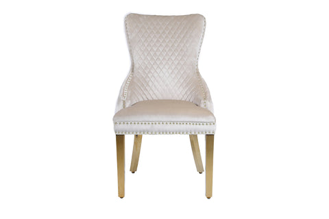 Victoria Lion Knocker Dining Chairs- Cream Gold