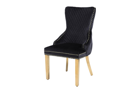 Victoria Lion Knocker Dining Chairs- Black Gold