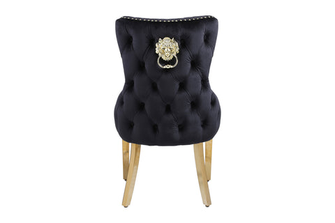 Victoria Lion Knocker Dining Chairs- Black Gold