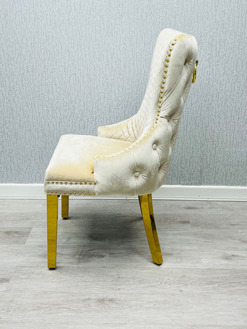 Victoria Ring Knocker Dining Chairs- Cream Gold
