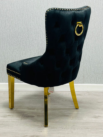 Victoria Ring Knocker Dining Chairs- Black Gold
