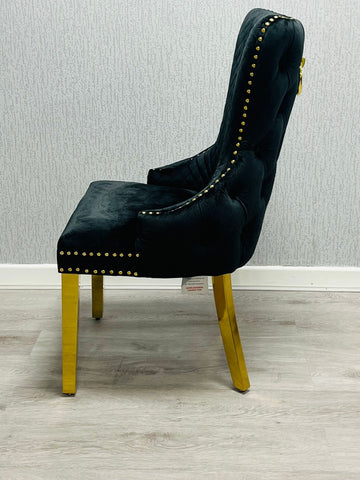 Victoria Ring Knocker Dining Chairs- Black Gold