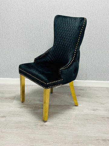 Victoria Ring Knocker Dining Chairs- Black Gold
