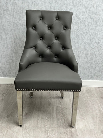 Majestic Leather Dining Chairs- Hudson Grey