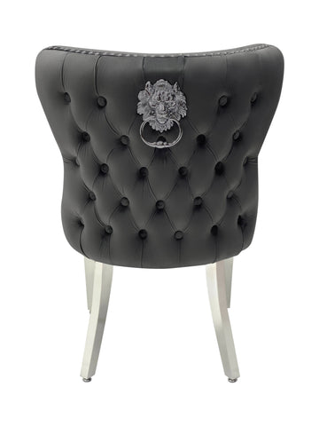 Valentino Plush Velvet Dining Chairs- Dark Grey
