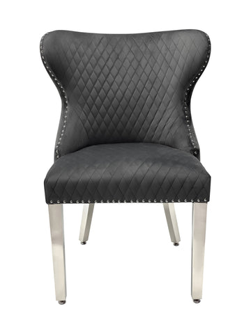Valentino Plush Velvet Dining Chairs- Dark Grey