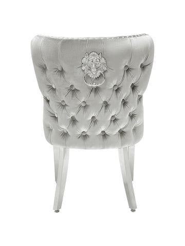Valentino Plush Velvet Dining Chairs- Silver