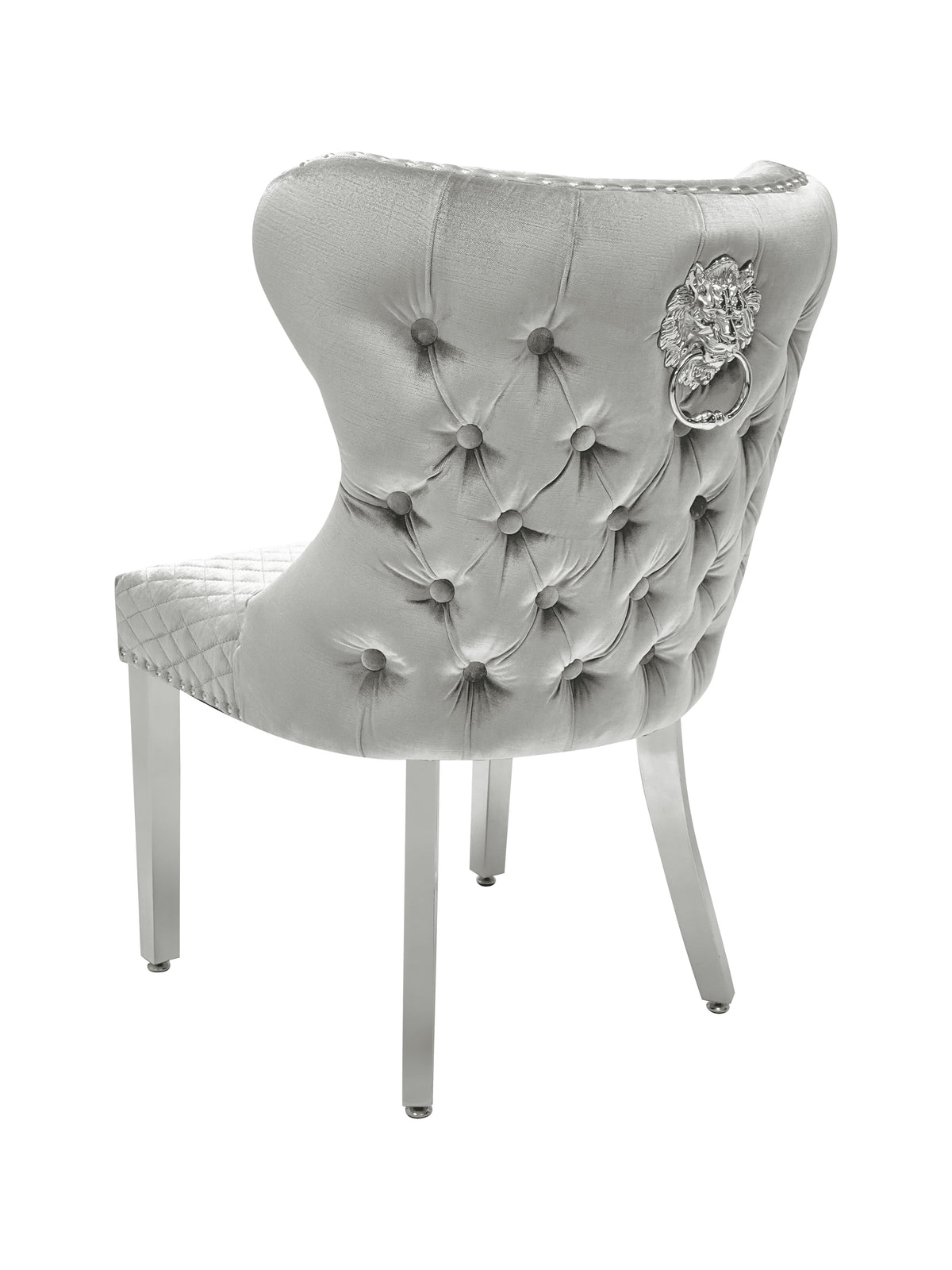 Valentino Plush Velvet Dining Chairs- Silver
